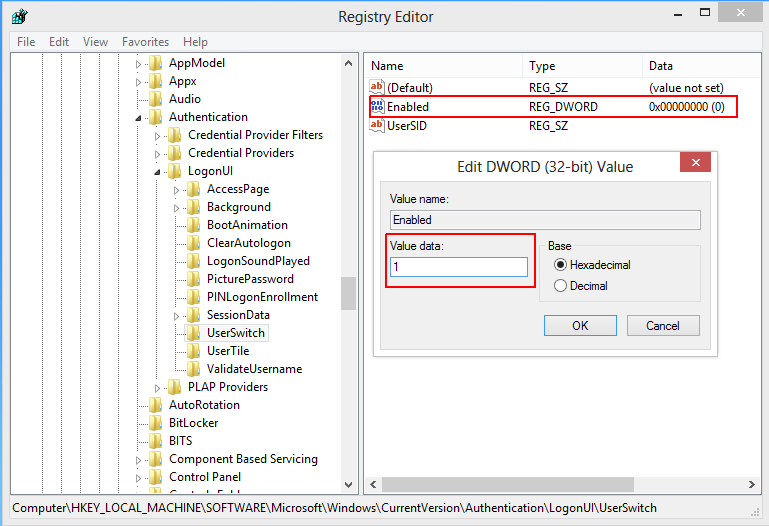 Enable install software from Registry. Logonui regedit.